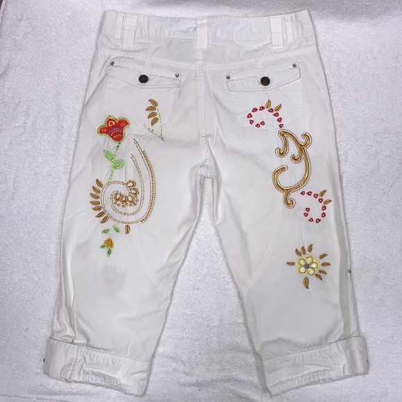 Vintage Mary-Kate and Ashley white embroidered white capris size 16 - Picture 6 of 8